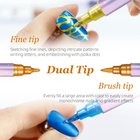 Marqueur à ongles effet métal liquide, imperméable, lavable, durable, design artistique pour ongles, effaçable à sec et à l'eau, 10 couleurs