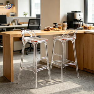 Silla de Bar Moldeada en Resina Transparente, Taburete de Barra Acrílico Transparente Minimalista, Diseño Moderno Transparente para Bar en Casa - Product Image 3