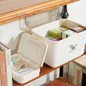 Medicine <b>Chest</b> Plastic <b>Storage</b> Box Set With Lid For Household First Aid Pill Organization Blue Gray PP Material - Product Image 2