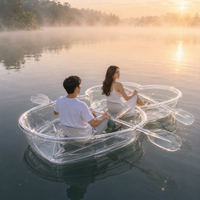 Kayak gonflable transparent en PVC en forme de cœur pour deux personnes, idéal pour la location en resort, les lacs, les plages et les parcs aquatiques (OEM/ODM)