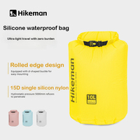 Sac étanche OEM 3L/6L/10L/16L léger à fermeture roulée pour sports nautiques en plein air, en nylon 15D avec silicone simple, IPX6, sac de compression