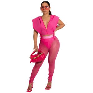 Summer 2024 Trends Sheer Sexy Pants Sets pour femmes Open Side <span class=keywords><strong>Cape</strong></span> 3Pc Outfits Mesh Tights and Top Set - Product Image 4