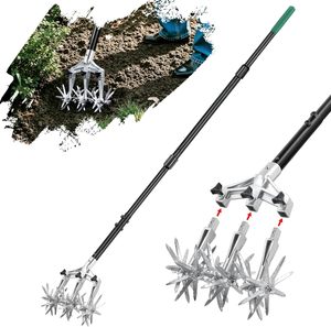 Outil de cultivateur rotatif Barre à <span class=keywords><strong>main</strong></span> de jardin réglable avec poteau en acier inoxydable Outil de jardinage Cultivateur <span class=keywords><strong>Scarificateur</strong></span> et <span class=keywords><strong>a</strong></span>érateur de <span class=keywords><strong>pelouse</strong></span> - Product Image 1