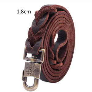 Superventas personalizado duradero de alta calidad de cuero genuino mango de nylon perro correa de plomo Conjunto Clásico sólido mascota - Product Image 4