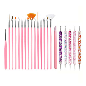 Set de 21 Pinceles para Decoración de Uñas, Color Rosa, Mango de Plástico, para Pintar, Tallar, Puntear y Delinear con Gel - Product Image 5