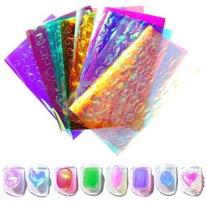 Autocollants pour ongles en PVC fin brillant Aurora Ice Glass, grands autocollants holographiques laser imperméables pour la décoration des ongles - Product Image 1