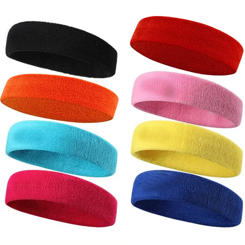 Wholesale polyester cotton breathable sport fitness sweat bands head custom sport sweat bands for yoga
