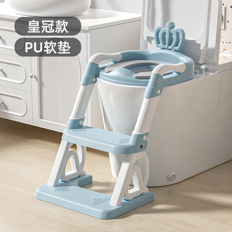 Crown-style PU cushion - blue