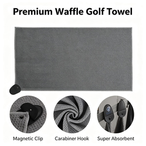 Toalla de Golf Magnética con Clip, Microfibra Tipo Waffle, Súper Absorbente, Secado Rápido, con Mosquetón para Golfistas, Venta al Por Mayor - Product Image 2