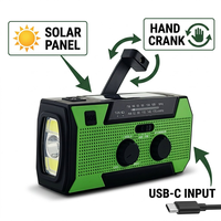 Radio Solar de Manivela con Altavoz Integrado, Alarma SOS, Linterna, Banco de Energía de 5000 mAh, Equipo de Supervivencia Portátil, Herramienta de Emergencia