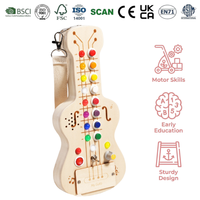 Guitare musicale en bois pour enfants avec boutons colorés, interrupteur et molette de volume – Jouet d'activités sensorielles léger