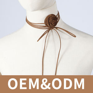 إكسسوارات Y2K قلادة زهور ورد للنساء قلادة نسائية قوطية عتيقة قابلة للتعديل من الجلد قلادة مثيرة بحبل - Product Image 1