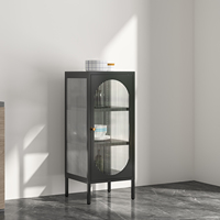 Style nordique américain 2 portes buffet buffet jambe en métal rangements en acier placard pour manger vin et jouet affichage porte en verre armoire