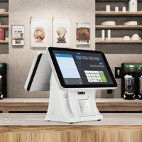Mesin Kasir POS Layar Ganda 15.6 Inci Sistem Windows 10 Printer 58mm / 80mm Terintegrasi Bluetooth / WiFi Untuk Mesin Kasir Ritel