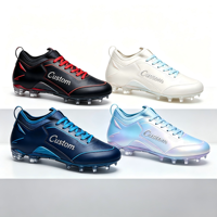 Chaussures de football à tige basse vert fluorescent en PU, crampons FG à pointes longues, semelle intermédiaire en TPU, pour toutes les saisons