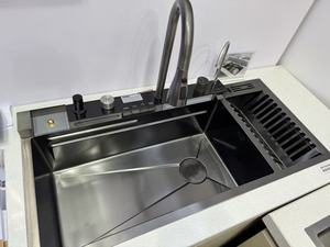 <span class=keywords><strong>Lavabo</strong></span> da <span class=keywords><strong>Bagno</strong></span> HG di Lusso Moderno Intelligente Multifunzionale Autoportante <span class=keywords><strong>in</strong></span> <span class=keywords><strong>Acciaio</strong></span> Inox Nero e Oro con Effetto Cascata - Product Image 2