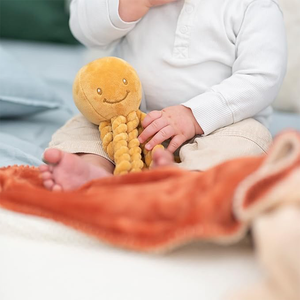 ASTM CPSIA Jouet en <span class=keywords><strong>peluche</strong></span> pieuvre jaune de 10 pouces avec plusieurs jambes ODM OEM Animal en <span class=keywords><strong>peluche</strong></span> pour les tout-petits souriant Jouets pieuvre drôles - Product Image 2