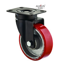 Roue pivotante en polyuréthane rouge de 3/4/5 pouces pour chariot et équipement industriel