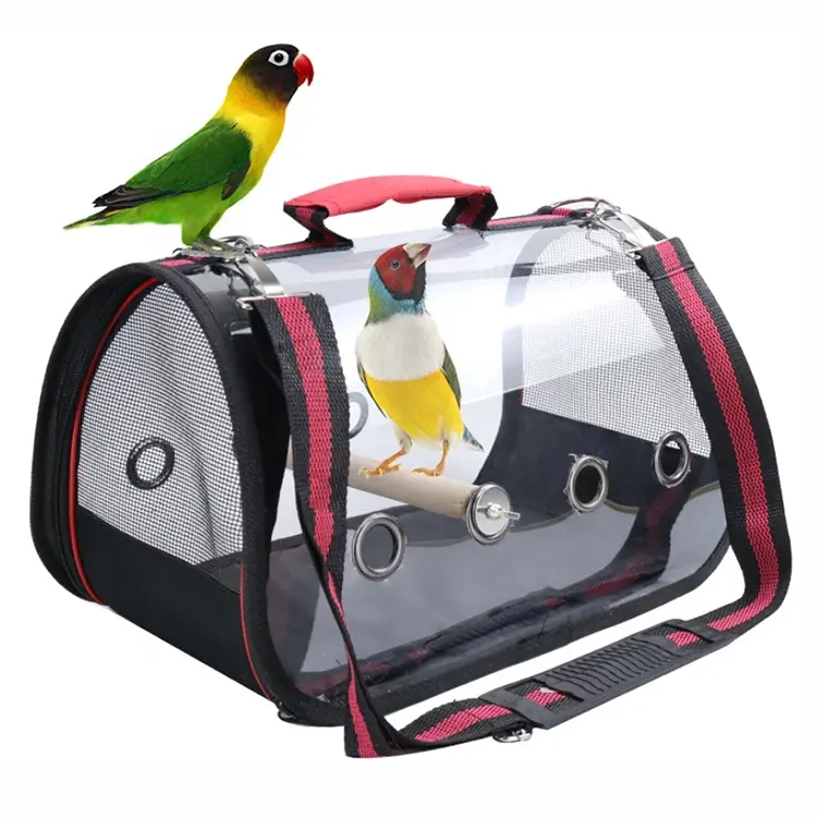 Bolsa de viagem leve e portátil para animais de estimação, porta-papagaios e pássaros, transparente e respirável