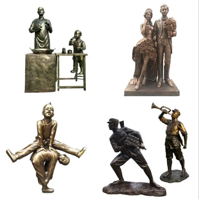 La Cina ha fornito la figura di arte popolare i bambini gli uomini hanno personalizzato la scultura in bronzo all'aperto della statua