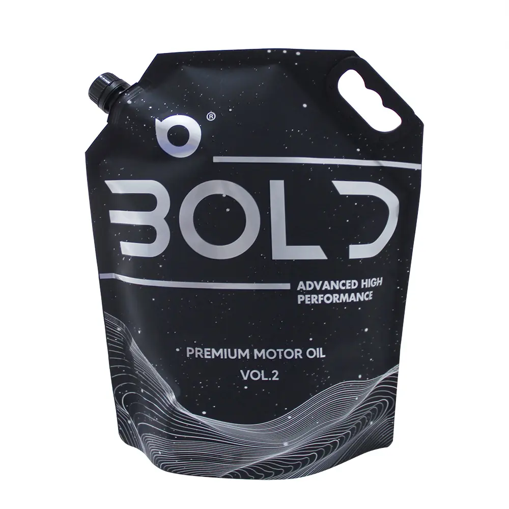 Fabricantes Atacado Plastic Leak Proof Spout Bag Black Eco Friendly Liquid Packaging Spout Pouch bag Motor Oil