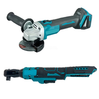 Kit d'Outils Électriques Sans Fil Makita 18V Lithium-Ion Comprenant Visseuse, Meuleuse, Clé à Chocs, Perceuse, Sac à Outils et Clé à Cliquet