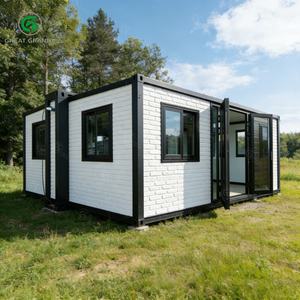 Maison modulaire extensible blanche de 20 pieds, résidence avec entrée latérale, solution de logement préfabriqué portable en conteneur pour habitation, bureau, magasin - Product Image 1