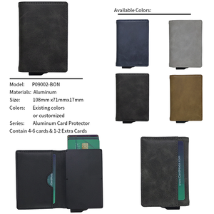 Porte-cartes en cuir véritable pour homme avec blocage RFID, portefeuille court minimaliste à fermeture pliante, noir - Product Image 3