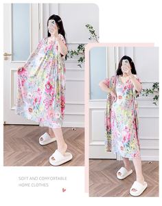 Camisón de pijama de 100kg ultrafino de talla grande de Venta caliente para mujer para primavera y verano - Product Image 2