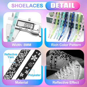 Lacets plats réfléchissants personnalisés de 8 mm, lacets de sécurité à haute visibilité pour baskets, chaussures de course et de sport - Product Image 3