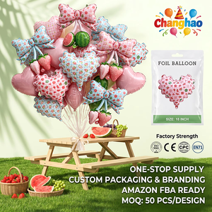 Globos de Mylar con Estampado de Frutas de Verano al por Mayor, Globos de Corazón con Diseño de Fresa y Sandía para Fiestas Infantiles y Picnics al Aire Libre - Product Image 1