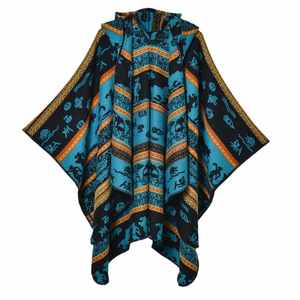 Chal Grueso de Jacquard para Mujer, Otoño Invierno, Nuevo, Cálido, con Capucha, Estilo Étnico - Product Image 5