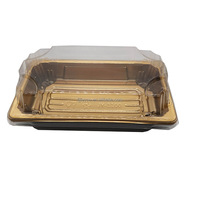 JY-1100 Kunststoff PS Einweg Gold Sushi Tablett Lebensmittel verpackung Box Mit transparentem Deckel Sushi Box