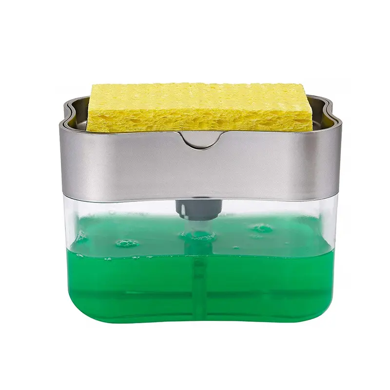 Top Innovative Design Liquid Dish Washing Pump Soap Dispenser With Sponge halter Cleaning Sponge Brush Kitchen Sink Scrubber Pad