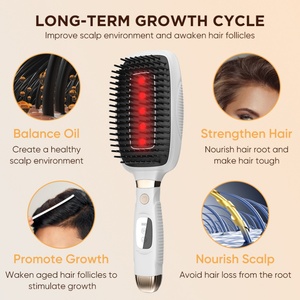 Masseur électrique du cuir chevelu, peigne électrique, brosse lissante pour cheveux, brosse lissante électronique laser professionnelle pour salon - Product Image 3