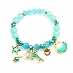 Magnifique <span class=keywords><strong>bracelet</strong></span> en perles d'<span class=keywords><strong>opale</strong></span> <span class=keywords><strong>avec</strong></span> pendentif en forme de coquille d'étoile de mer pour enfants ST108 - Product Image 1