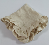 Serviettes de table en lin pur de haute qualité, à volants ou à bordure, couleur avoine, vente chaude populaire