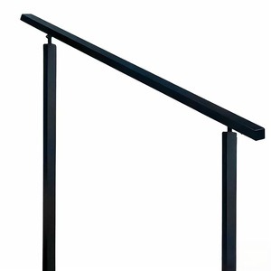 Barandillas de hierro personalizadas para exteriores, diseño minimalista negro, pasamanos lineal para escalones con base de hormigón - Product Image 1