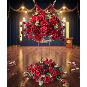 Customization <b>Artificial</b> Flower Ball Table Centerpieces Larkspur Red Rose Mixed Burgundy Floral Arrangement Wedding Decoration - Product Image 1