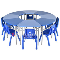 Table d'étude moderne en bois et métal réglable en hauteur, nouveau design, grande table d'étude en forme de U pour les élèves de la maternelle et de l'école