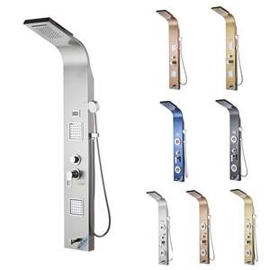 Panneau de douche intelligent en acier inoxydable 304 avec écran numérique, montage mural, finition brossée, jets, robinets de salle de bain en céramique - Product Image 3