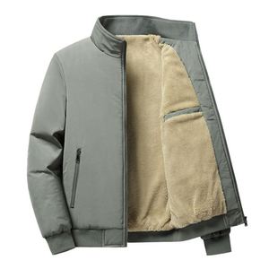 Veste d'hiver pour homme en laine et coton, couleur unie, fermeture éclair, logo personnalisé, haute qualité, épaisse, poches vierges, très chaude - Product Image 3
