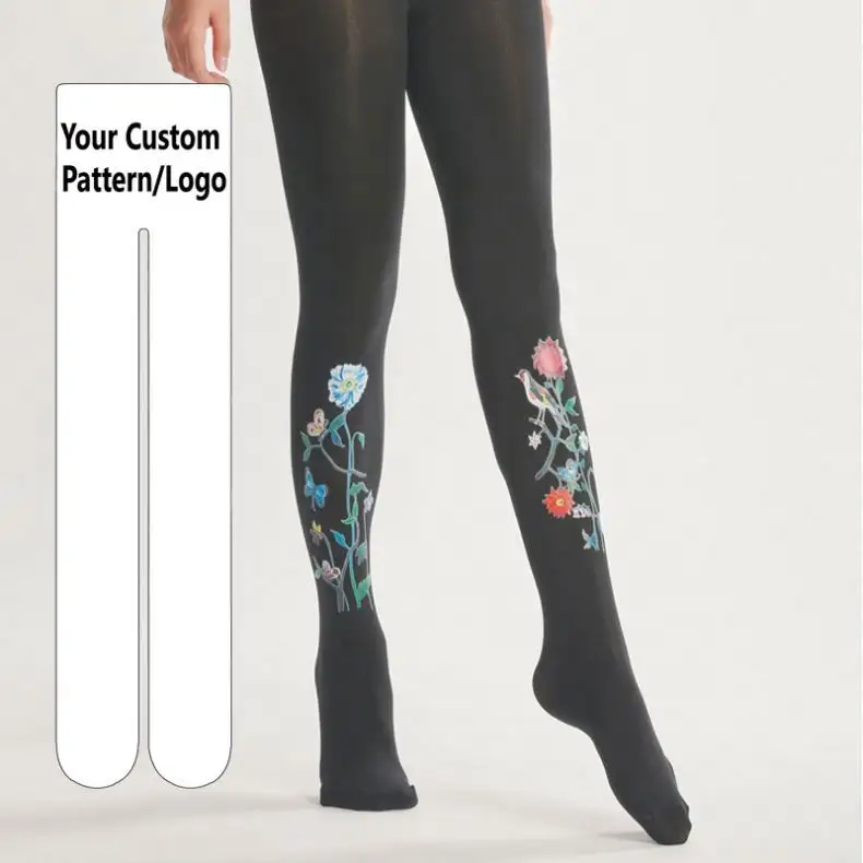 Floral pattern fleece stockings winter shiny wholesale distributors hd video dancing tights pantyhose