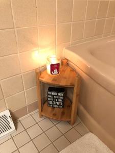 Three-Layer Sustainable <strong>Standing</strong> Type Bamboo <strong>Shower</strong> Stand for Shampoo and POT Corner <strong>Caddy</strong> for Living Room - Product Image 3