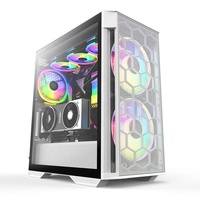 Ordinateur de bureau gamer Full Tower toutes fonctions, boîtier EATX, châssis en alliage d'aluminium, panneau en maille, panneau latéral en verre TG, logo personnalisé