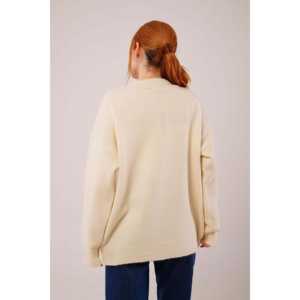 Suéter de Punto Crema para Mujer, Casual, Manga Larga, Antipilling, Calibre 16 Gg - Product Image 1