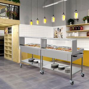 Thương mại thép không gỉ điện thực phẩm ấm hơn Bain Marie tự chọn Pan Bàn hơi nước với kính lá chắn - Product Image 3