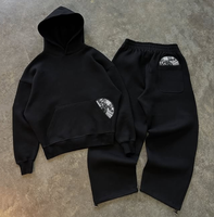 Ensemble Survetement Homme Personnalisé Épaules Tombantes Court Broderie Décontracté Streetwear Coton Bouclette Doux Pull