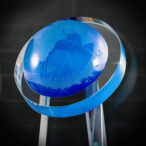 Lettrage créatif personnalisé Globe de cristal Trophée pour le concours de <span class=keywords><strong>discours</strong></span> sur le campus Cérémonie annuelle Prix Techniques d'impression UV - Product Image 5