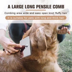 Peigne anti-peluches pour animaux de compagnie avec manche en bois et dents en acier pour chiens et chats - Product Image 5